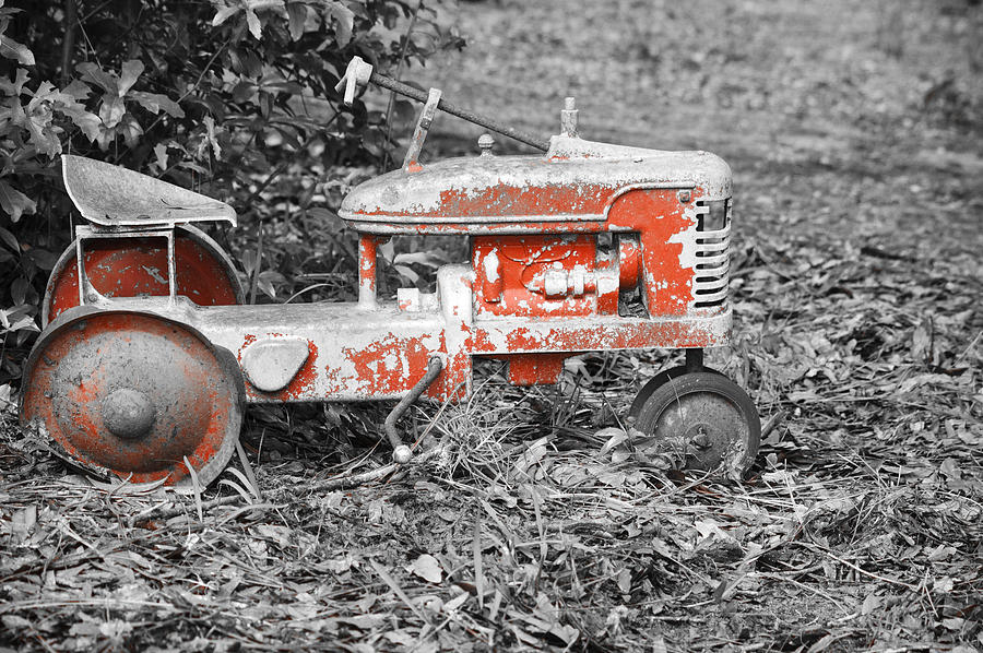 Vintage Photograph - Vintage Red Pedal Tractor by Carolyn Marshall