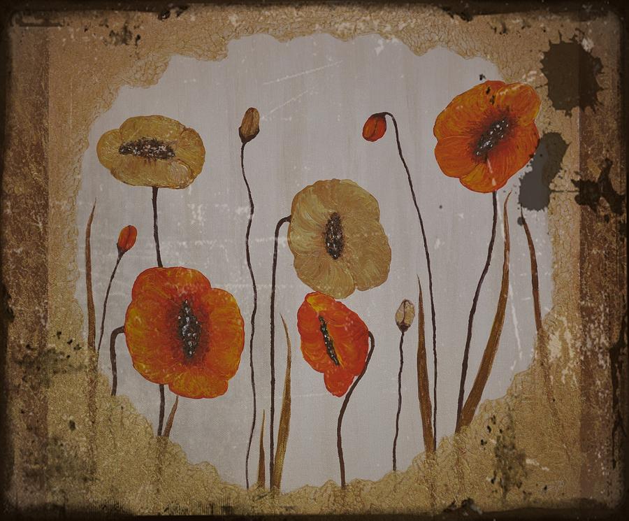 Vintage Red Poppies Painting Painting by Georgeta  Blanaru