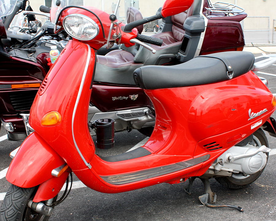 Vintage Red Vespa Motorcycle Scoote Photograph by Terry Fleckney