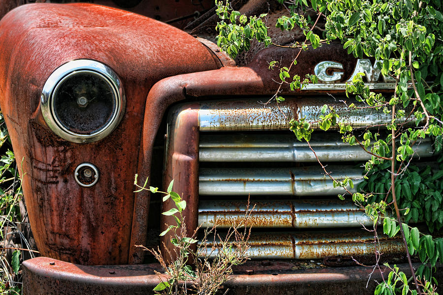 Vintage Rusty Dusty GMC Graveyard Truck Photograph by Kathy Clark