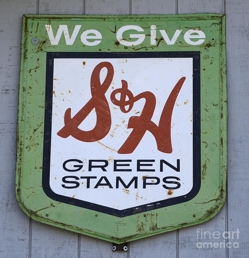 Vintage Sign We Give Green Stamps Photograph by Bob Christopher