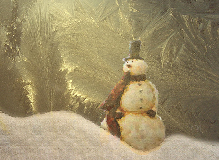 Vintage Snowman Digital Art by Jean Moore