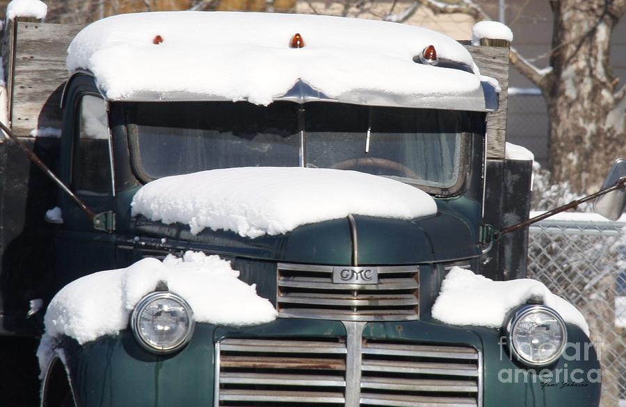 Vintage Truck in Snow Photograph by Yumi Johnson