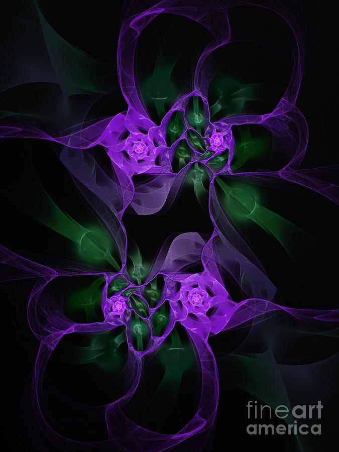 Violet Floral Edgy Abstract Digital Art by Andee Design