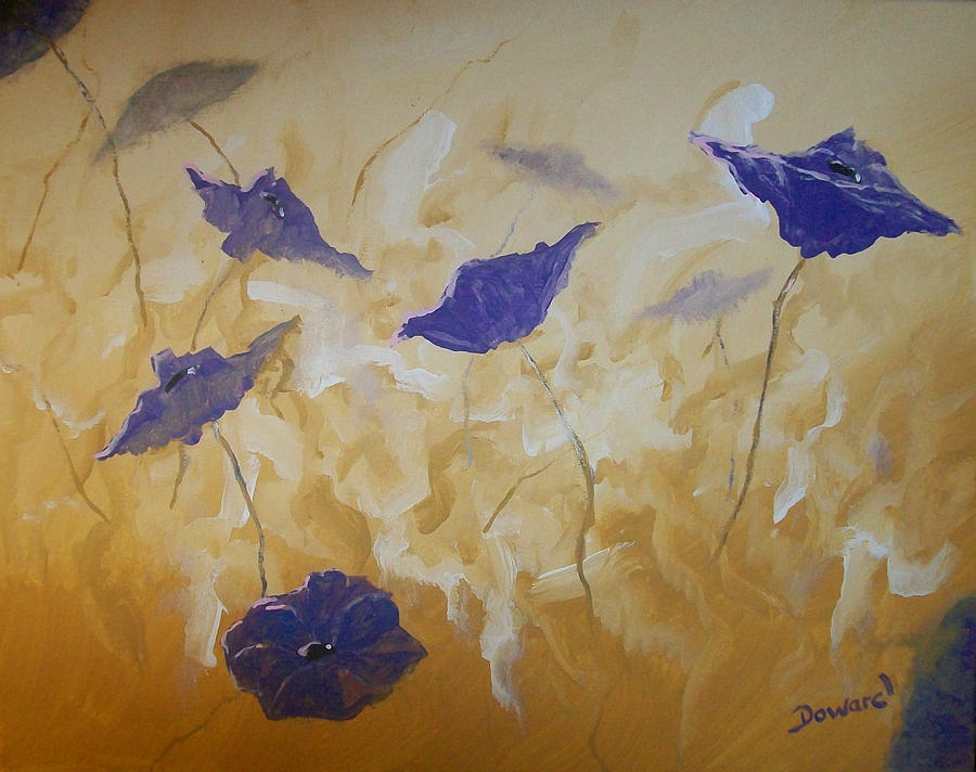 Violet Poppies Painting by Raymond Doward