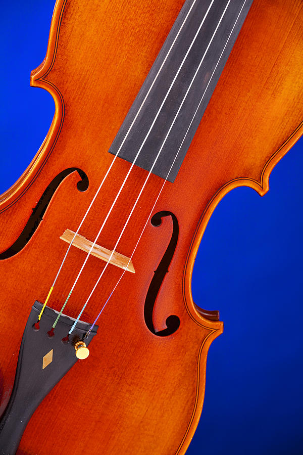 Music Photograph - Violin Isolated on Blue by M K Miller