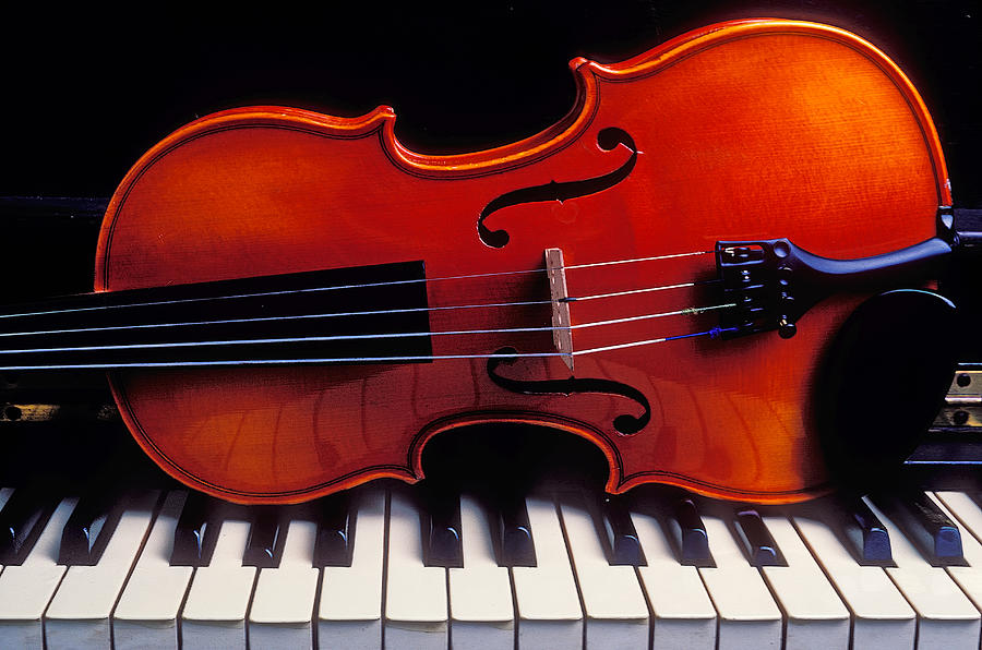 Violin Photograph - Violin On Piano Keys by Garry Gay
