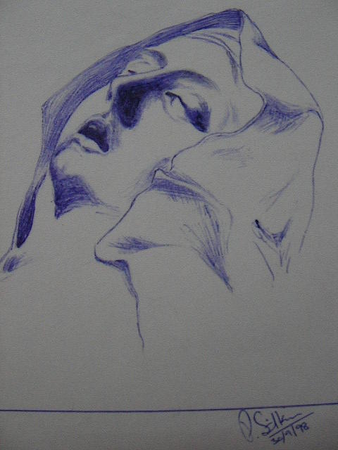 Face Drawing - Virgin Mary by Sunil Palayil