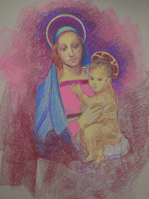 Virgin Mary with Baby Jesus Painting by Suzanne Giuriati Cerny