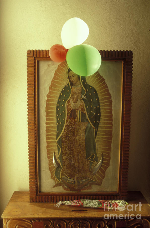 Virgin of Guadalupe and Balloons Mexico Photograph by John  Mitchell