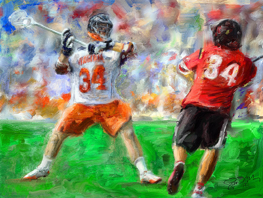 Sports Painting - College Lacrosse 10 by Scott Melby