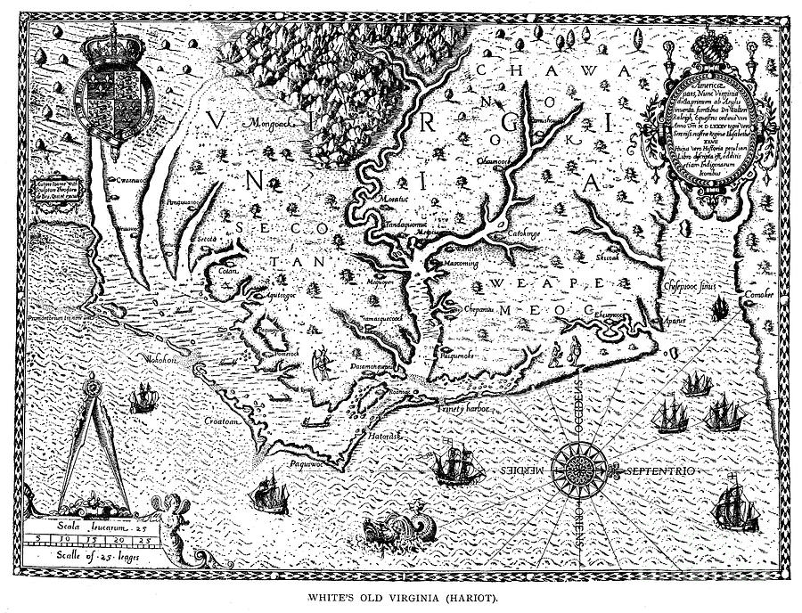 Virginia Map, 1590 Photograph by Granger