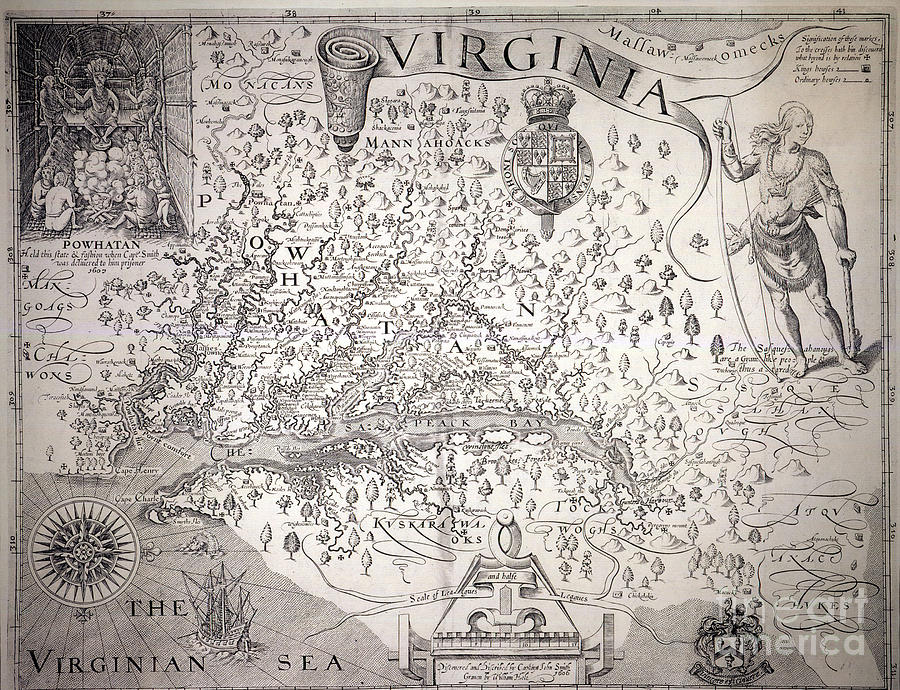 Virginia Map, 1612 Photograph by Granger