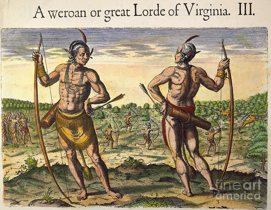 Virginia Native Americans, 1590 Photograph by Granger