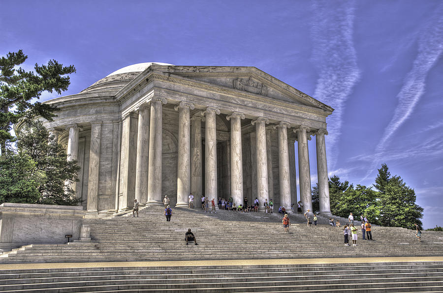 201206037-019H Visiting Jefferson Memorial Photograph by Alan Tonnesen