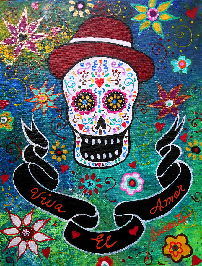 Viva El Amor Day Of The Dead Painting by Pristine Cartera Turkus