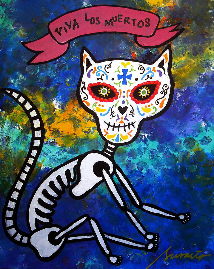 Cat Painting - Viva Los Muertos Cat by Pristine Cartera Turkus