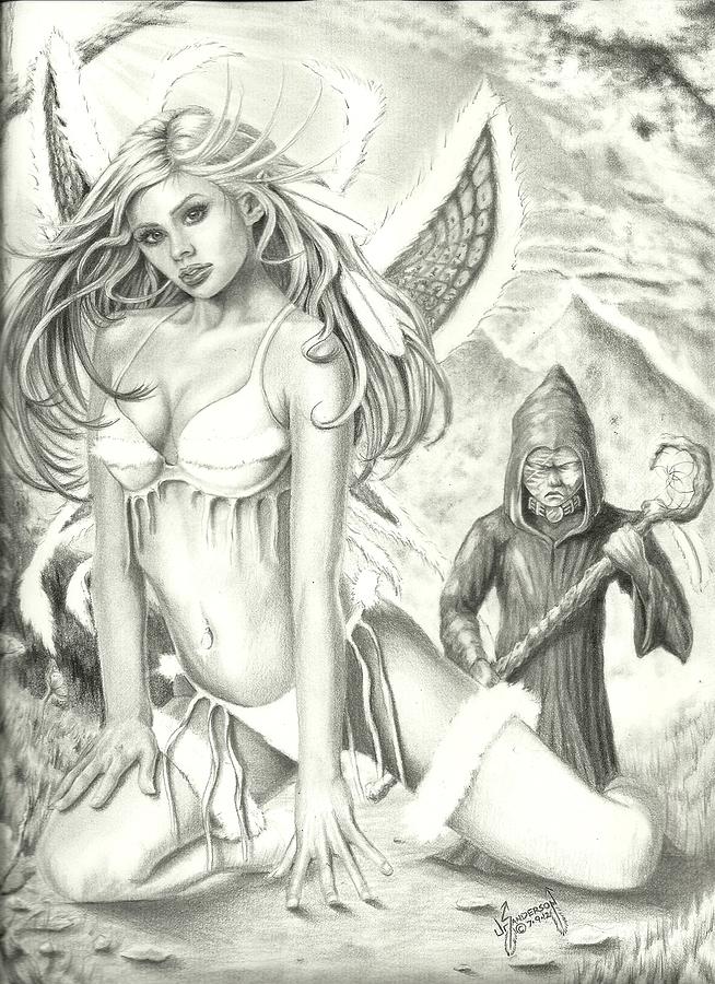 Fantasy Drawing - Vivacious Enchantress by Jr Sanderson