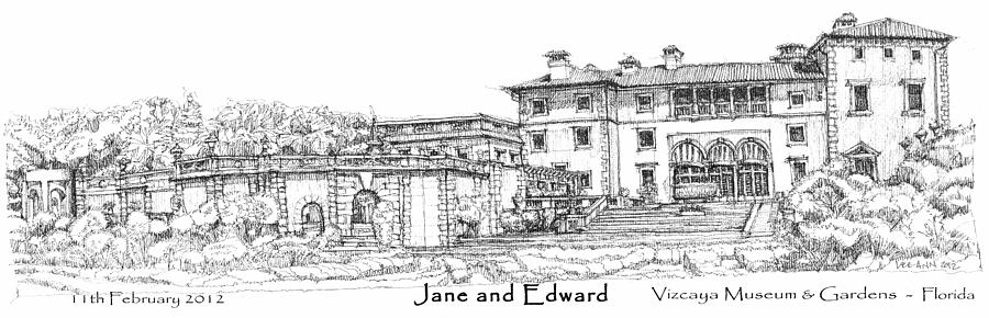 Garden Drawing - Vizcaya for Jane and Edward by Building  Art