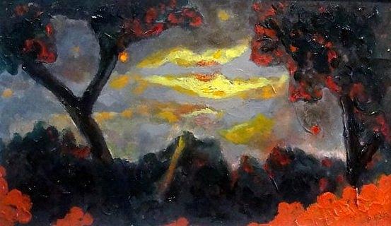 Volcanic Sunset Painting by Dilip Sheth