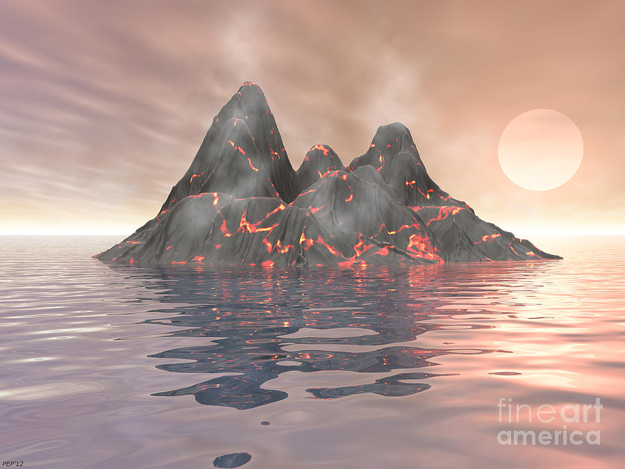 Volcano Island Digital Art by Phil Perkins