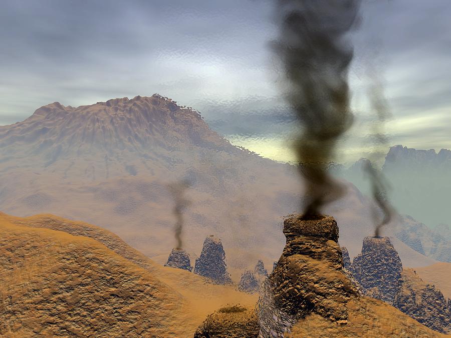 Space Photograph - Volcanoes On Venus, Artwork by Walter Myers