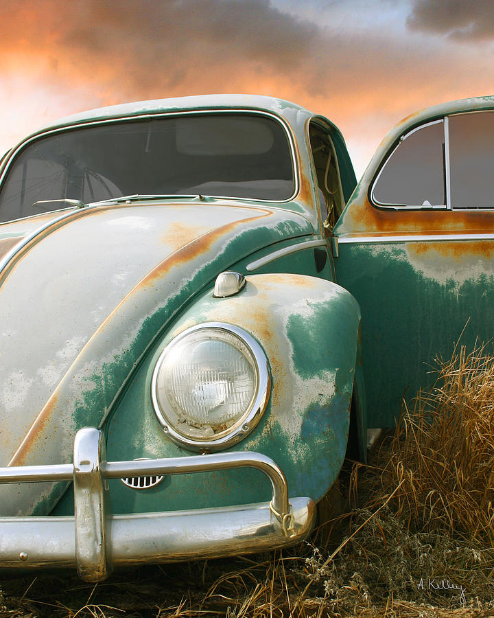 Vintage Photograph - Volkswagon Beetle by Andrea Kelley