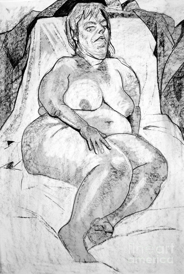 Voluptuous Nude Sleeping Drawing By Joanne Claxton