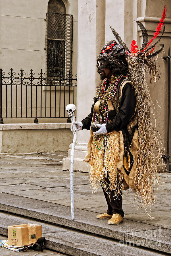 Feather Photograph - Voodoo Man in Jackson Square New Orleans by Kathleen K Parker