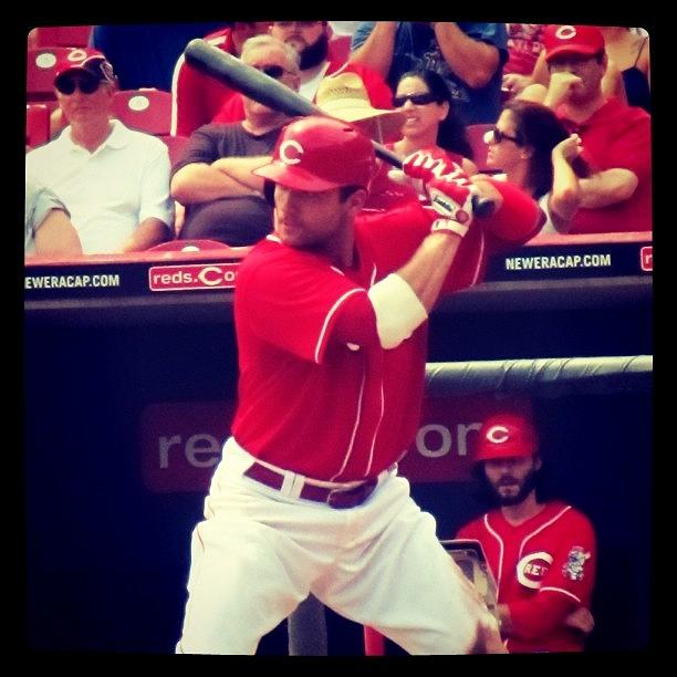 Cincinnati Photograph - Votto Intensity At The Plate. #reds by Heather Anne