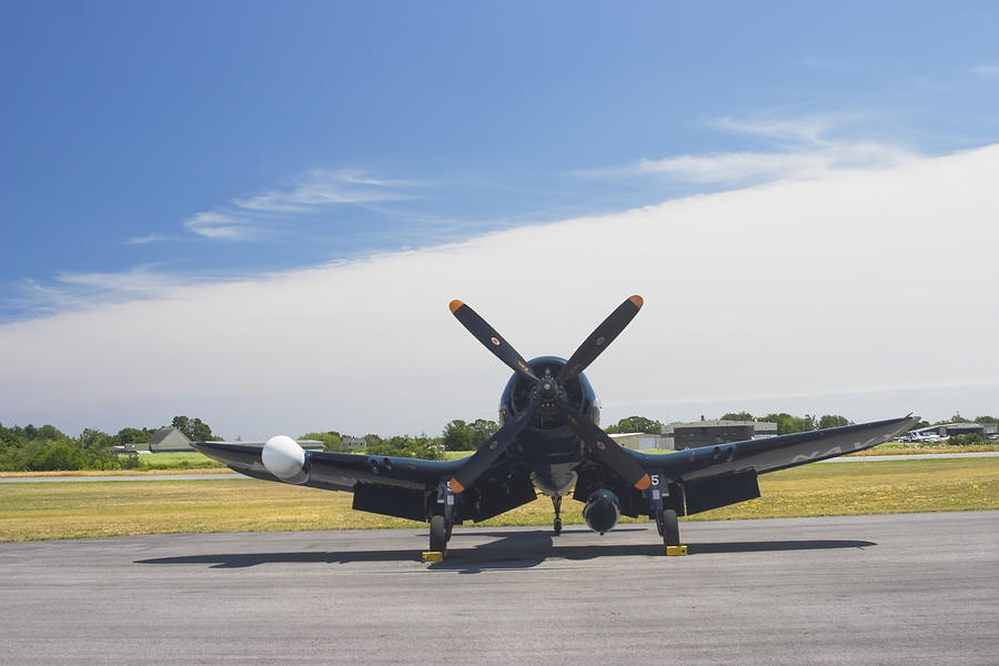 Vought F4U Corsair Fighter Plane on Runway Canvas Photo Poster Print Photograph by Keith Webber Jr
