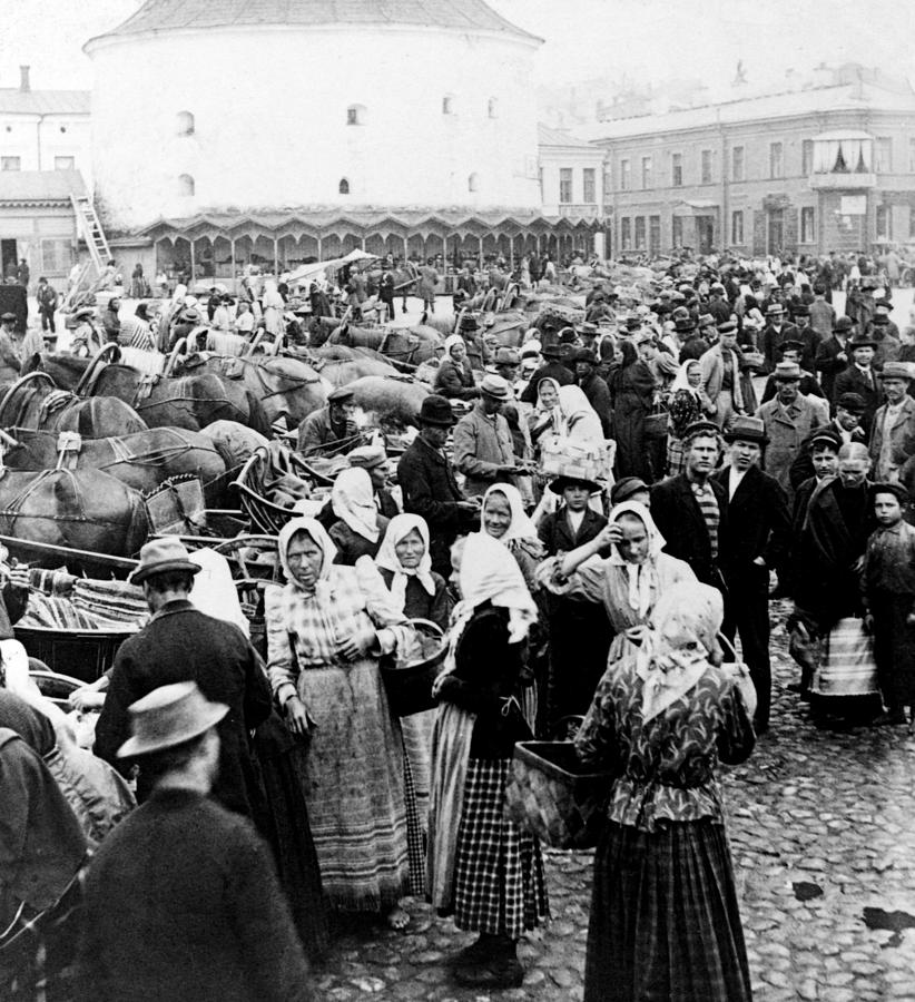 Vyborg Market Place  c 1897 Photograph by International  Images