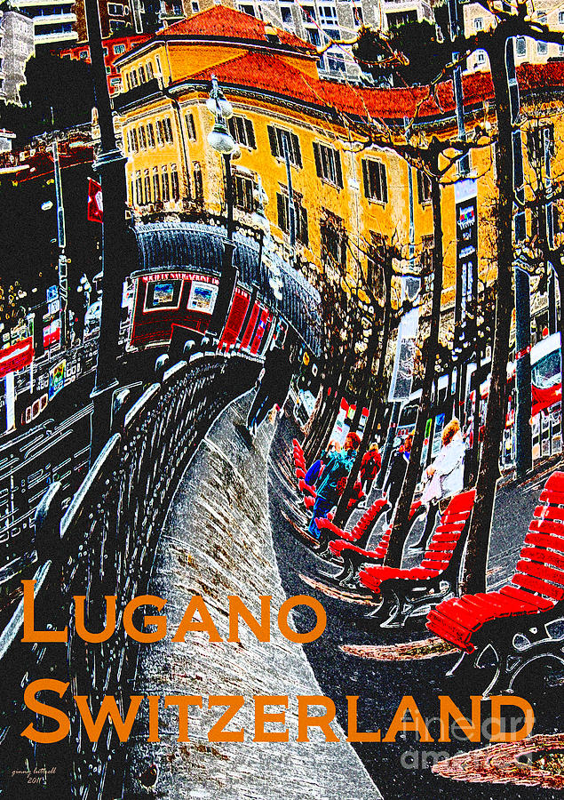 Lugano Mixed Media - Wacky Lugano Switzerland by Ginny Luttrell