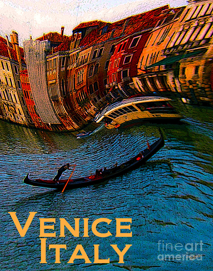 Travel Poster Mixed Media - Wacky Venice Italy by Ginny Luttrell