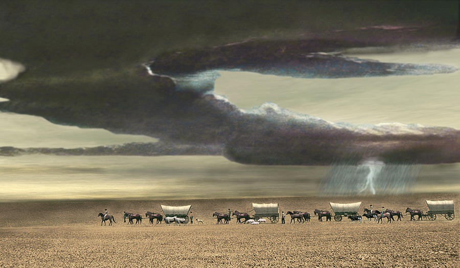 Wagon Train Digital Art by Walter Colvin