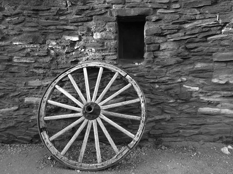 Wagon Wheel BW Photograph by Julie Niemela
