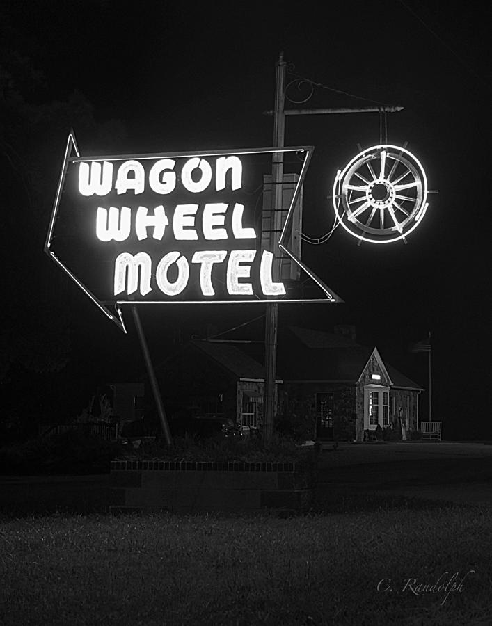 Wagon Wheel Motel B.W. Photograph by Cheri Randolph