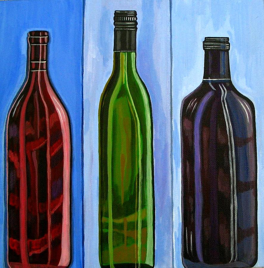 Red Bottles Painting - Waiheke Bottled by Sandra Marie Adams