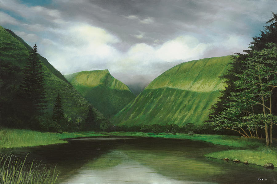 Mountain Painting - Waipio by Wallace Kong