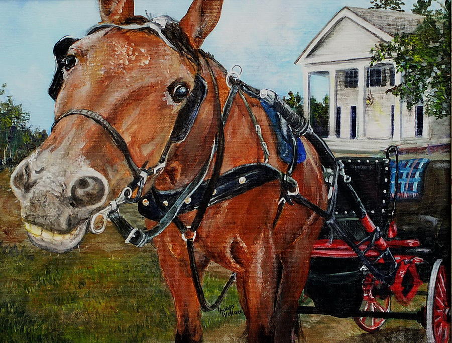 Waiting for Church Painting by Leslie Hoops-Wallace
