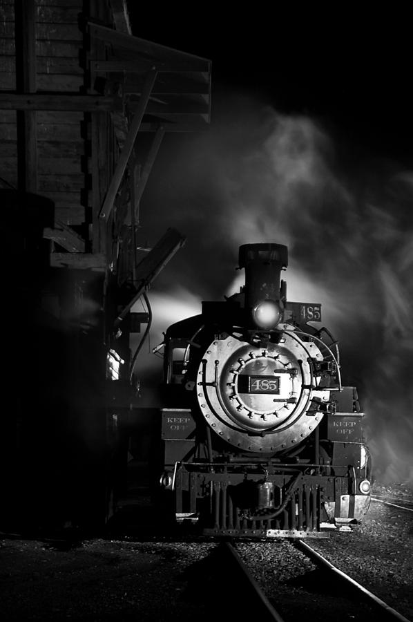 Train Photograph - Waiting for More Coal Black and White by Ken Smith