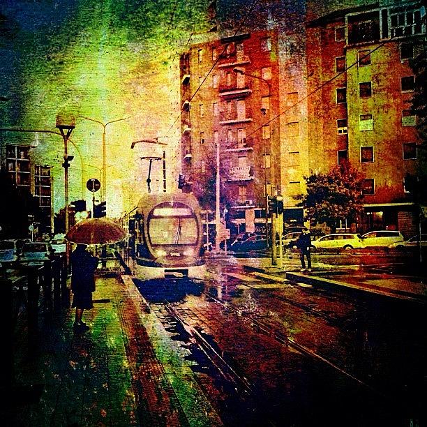 Landscape Photograph - Waiting For Tram. #people #iphone by Roberto Pagani