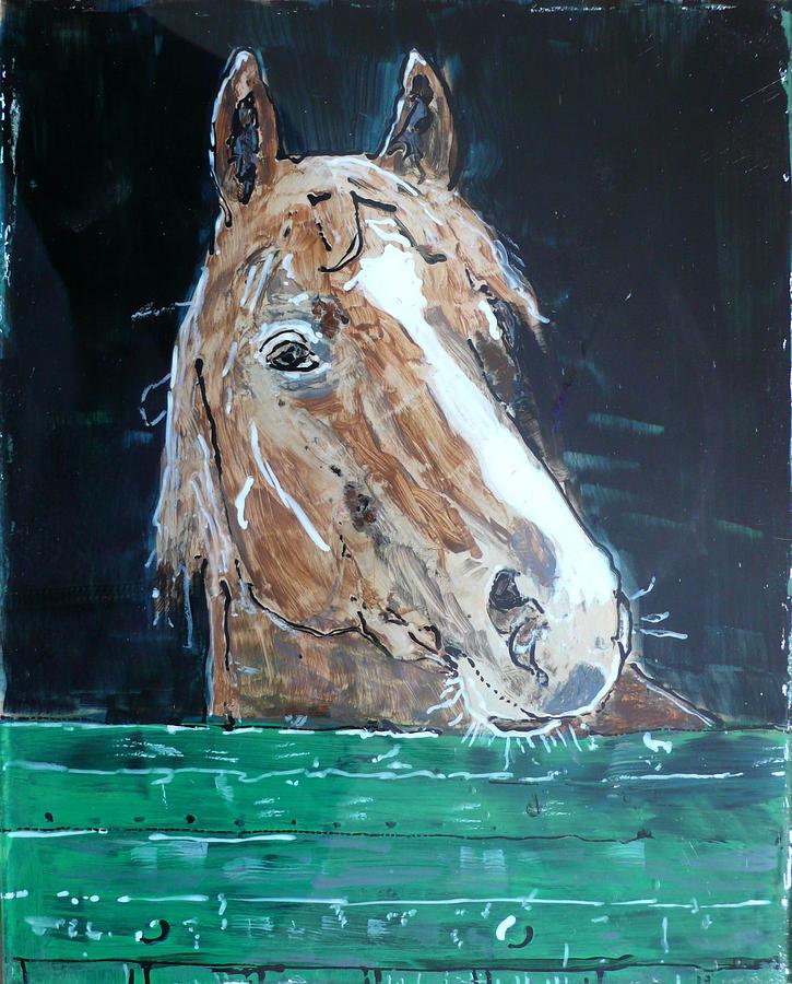 Waiting - Horse portrait Painting by Anna Ruzsan