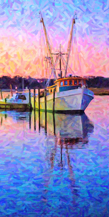 Abstract Digital Art - Waiting in the Harbor by Betsy Knapp