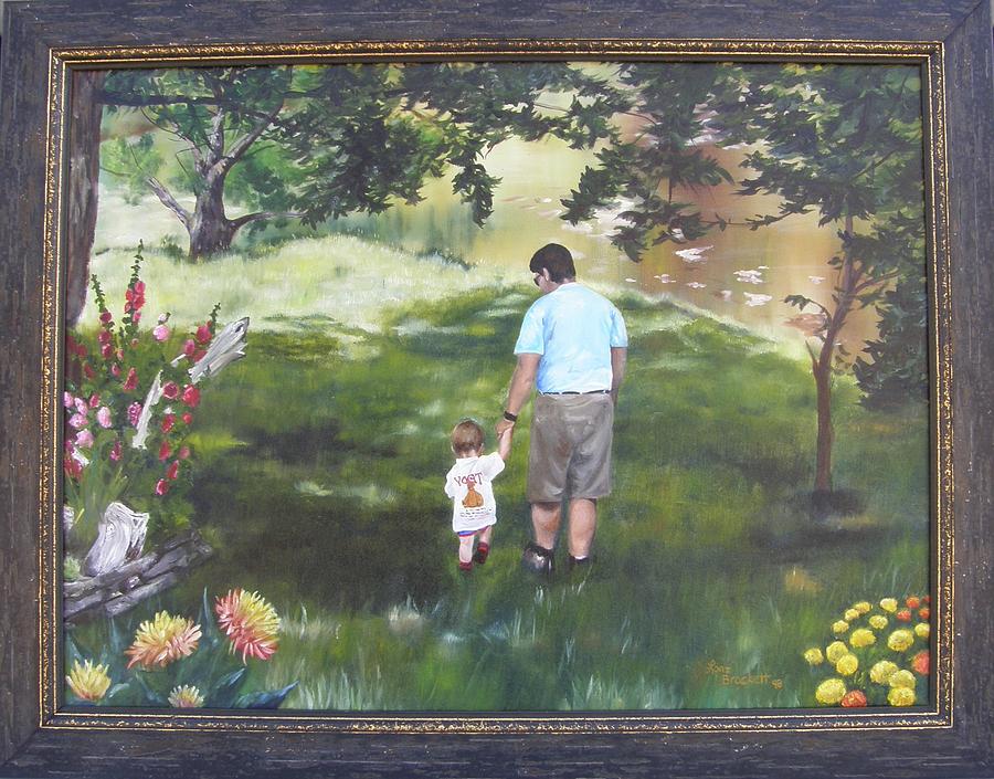 Walk With Dad FRAMED Painting by Lori Brackett