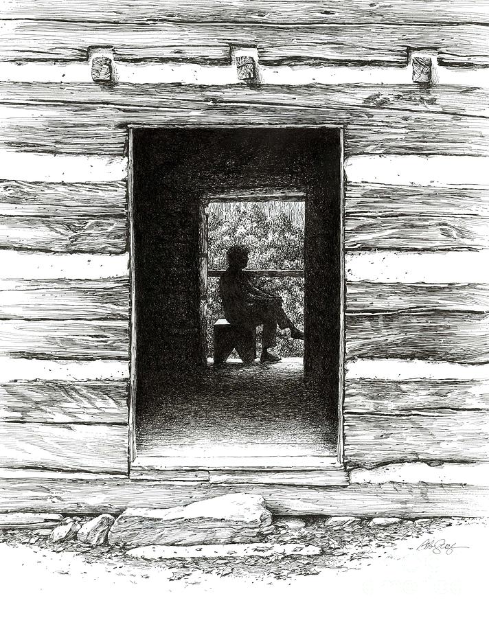 Walker Sisters Cabin Door Drawing by Bob  George