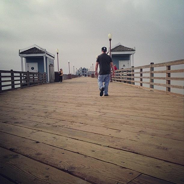 Pier Photograph - Walking By. #pier #rita520 #ocean by Rita Spiegel