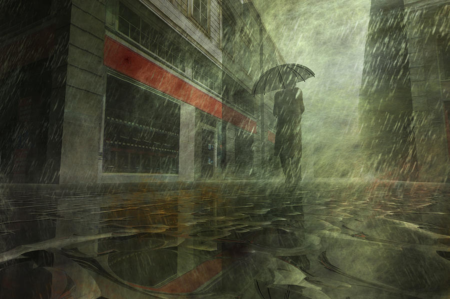 Walking in the Rain Digital Art by Carol and Mike Werner