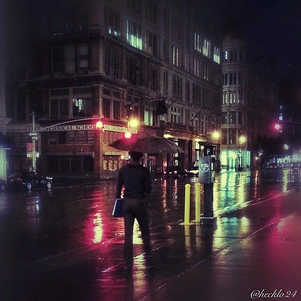 New York City Photograph - Walking In The Rain #nyc #night by Hector Lopez ✨