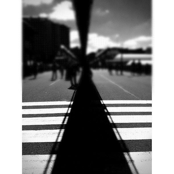 Blackandwhite Photograph - Walking In The Shadow #iphoneography by Kendall Saint